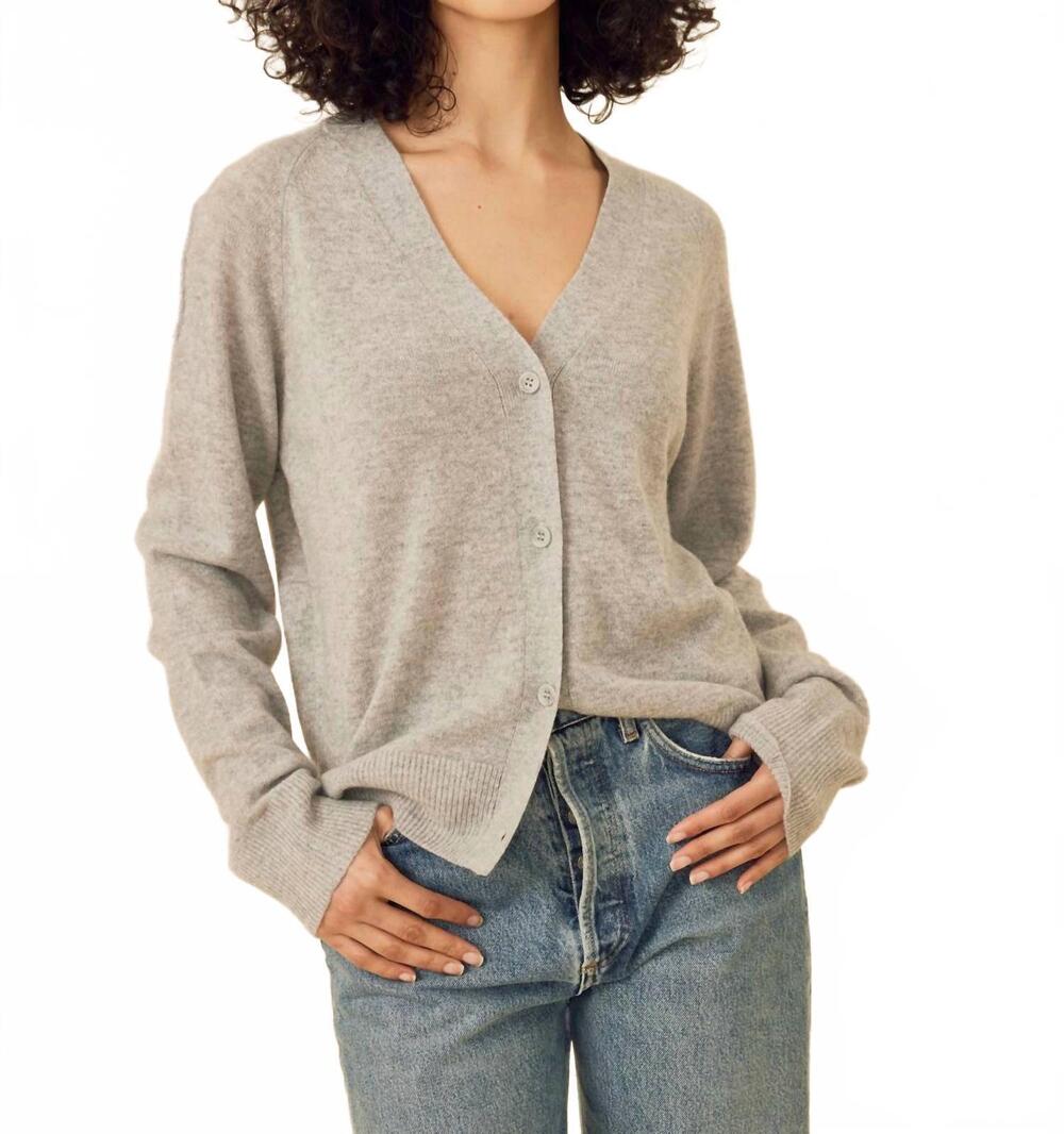 NEW ONE GREY DAY sloane cashmere cardigan in heather grey